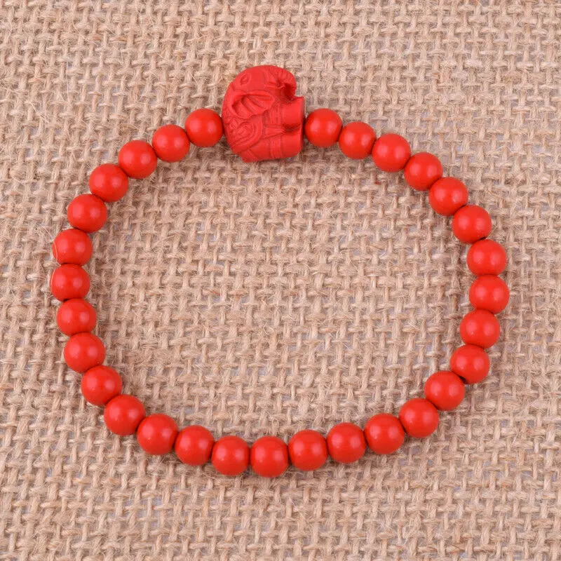 Китайские бусины cinnabar 6 мм браслет со слоном регулируемый очаровательные