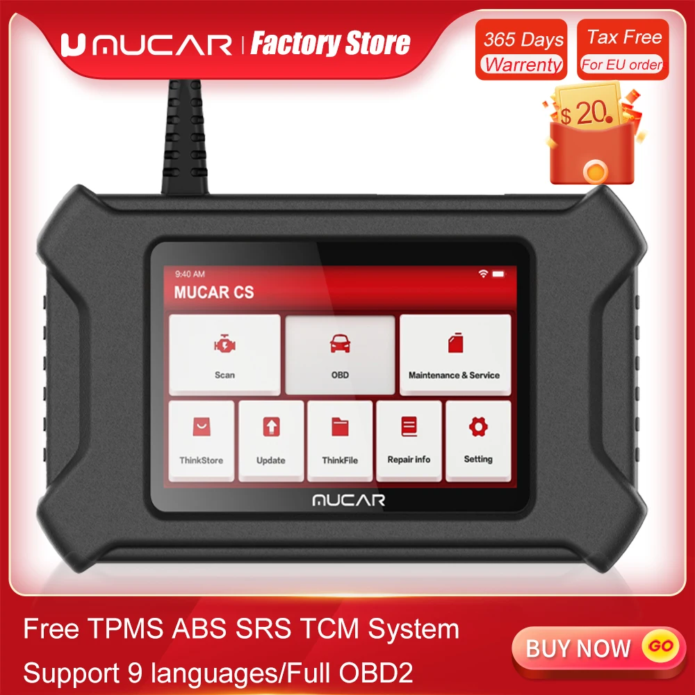 

Диагностический прибор MUCAR CS6 ABS SRS OBD2, инструмент для диагностики автомобиля, с Wi-Fi, с бесплатным обновлением