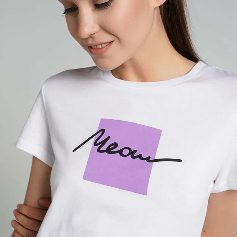 Meow Cat T-shirt White Letter Print Women T-shirts shirt Casual Summer lady tshirt gift ropa mujer