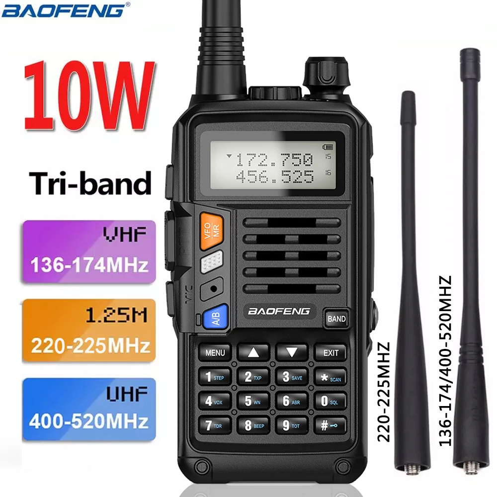 Baofeng UV-S9 плюс 10 Вт Tri-Band 136-174/220-225/400-520 МГц высокое Мощность Любительская ветчина