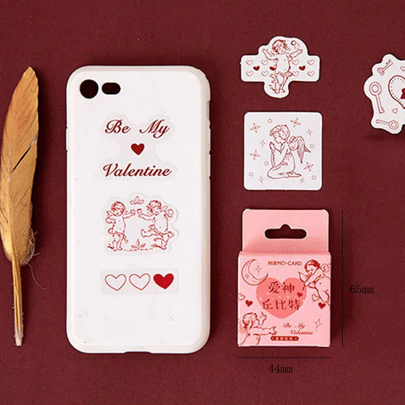 

46Pcs Cupid Pink Stickers Decorative Stationery Scrapbooking Diy Diary Album Lable for Valentine's Day