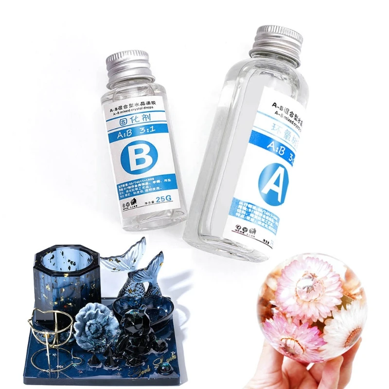 

1 Set Clear Resin Epoxy High Adhesive 3:1 AB Crystal Glue Resin Jewelry Making