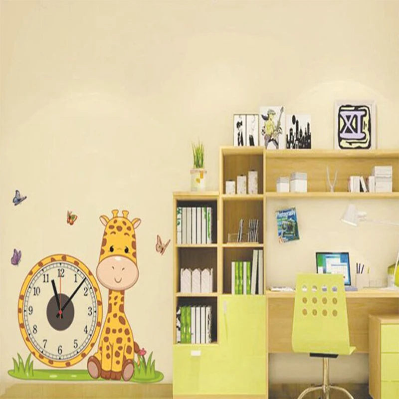 

Creative Wall Clock Giraffe Electron Wall Clocks Wall Sticker Wallpapers Hanging Clock Home Decor Living Room Children Bedroom
