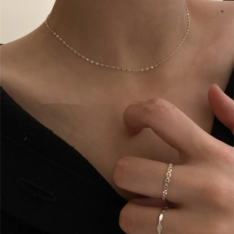 Женское металлическое ожерелье AOMU простая Корейская Геометрическая цепочка