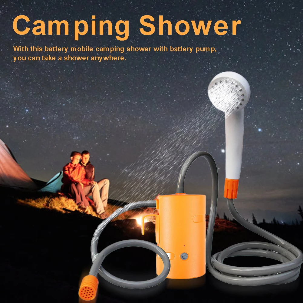 

Rechargeable Handheld Shower Nozzles Kit Outdoor Camping Bathing Portable Shower Head with Hook Pump Hose Rainfall Tool