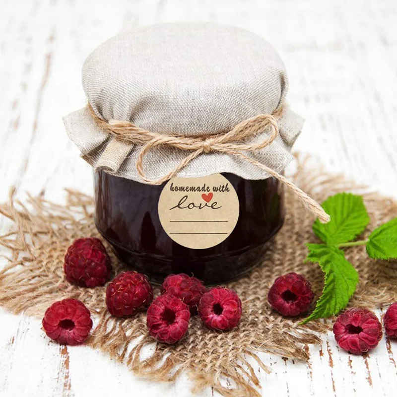 

1.5inch 3.8cm Handmade with Love Stickers Kraft Paper Round Bake Food Packaging DIY Craft Lable Stickers 500pcs/roll