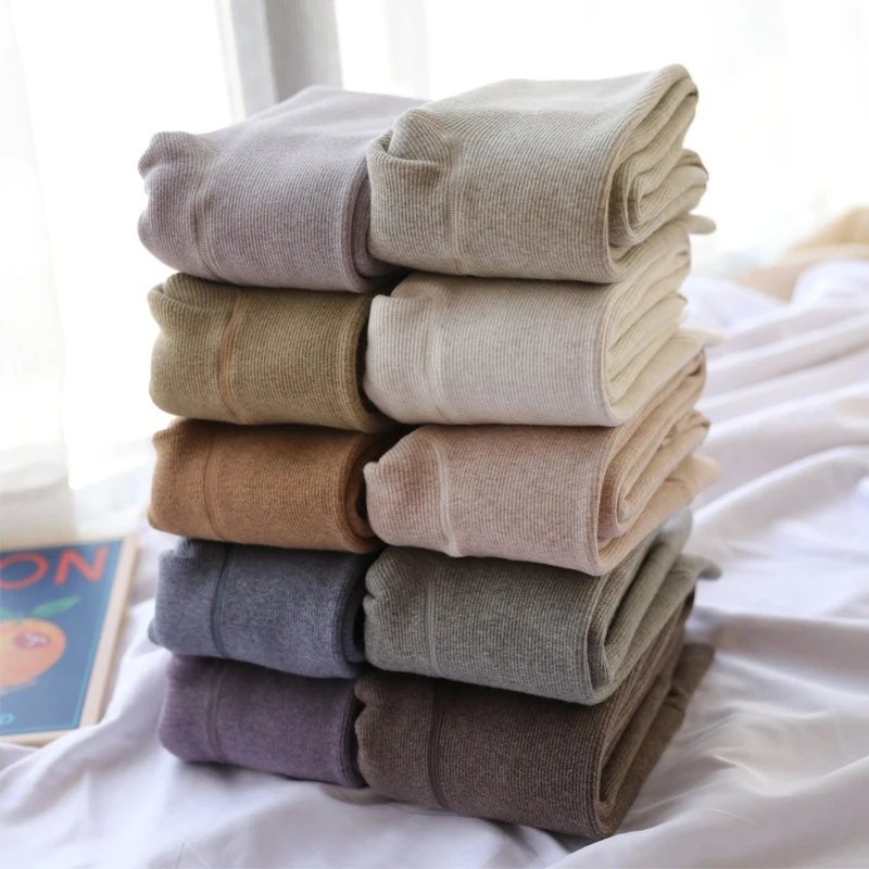 Зимние теплые плотные флисовые Колготки эластичные полосатые колготки из