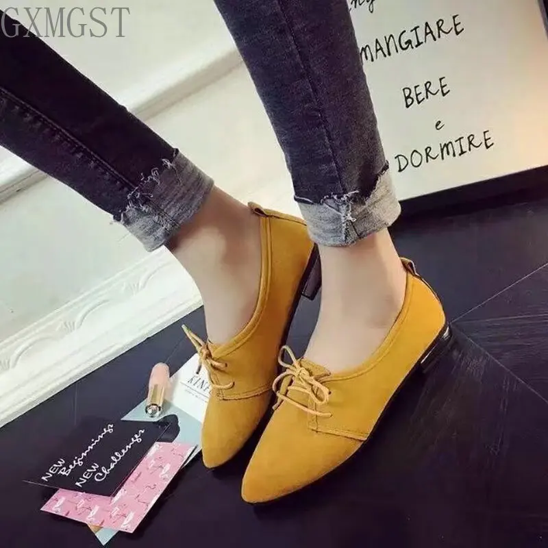 

Women Flat Shoes 2021 New Flats Ladies Dress Shoes Golden Heel Lace Up Loafers Casual Shoe Autumn Women's Shoes Casual Dress