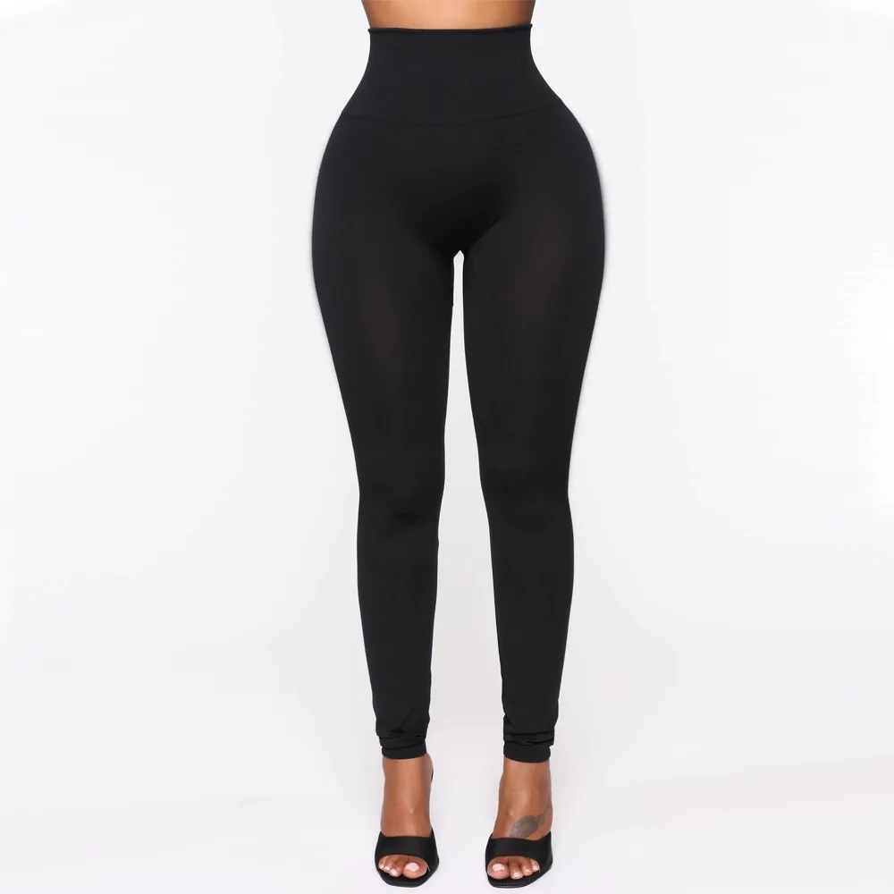 Женские брюки-карандаш черные эластичные леггинсы из спандекса с эффектом пуш-ап