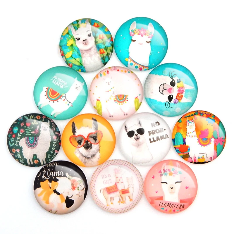 10 шт. круглые стеклянные ожерелья кабошоны с рисунком животных|Ювелирная