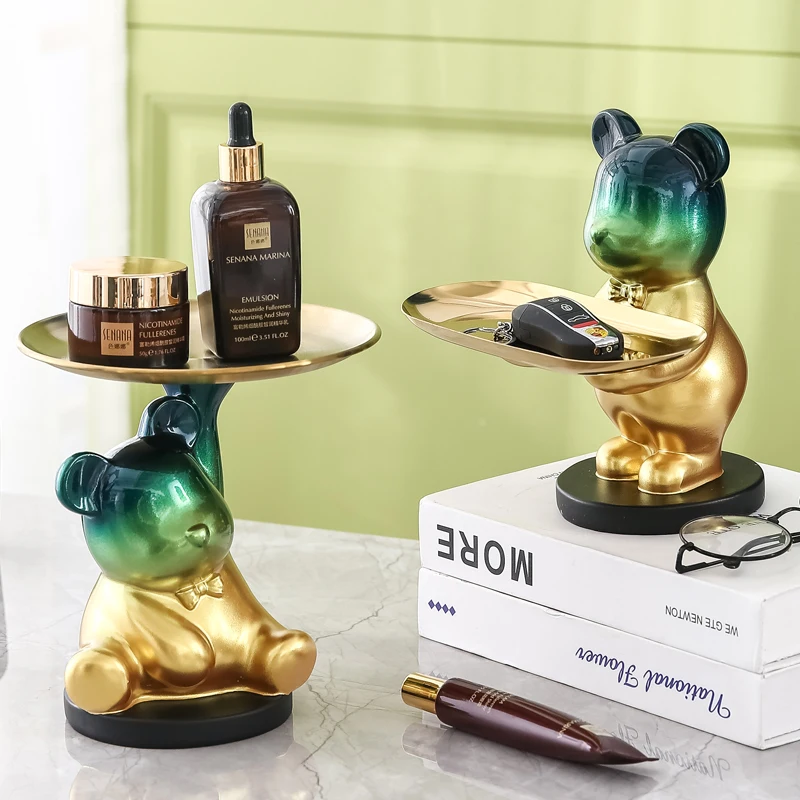 

Градиентный медведь, статуя, украшение для стола, модная скульптура, декор для домашней комнаты, многофункциональный, настольное хранилище,...