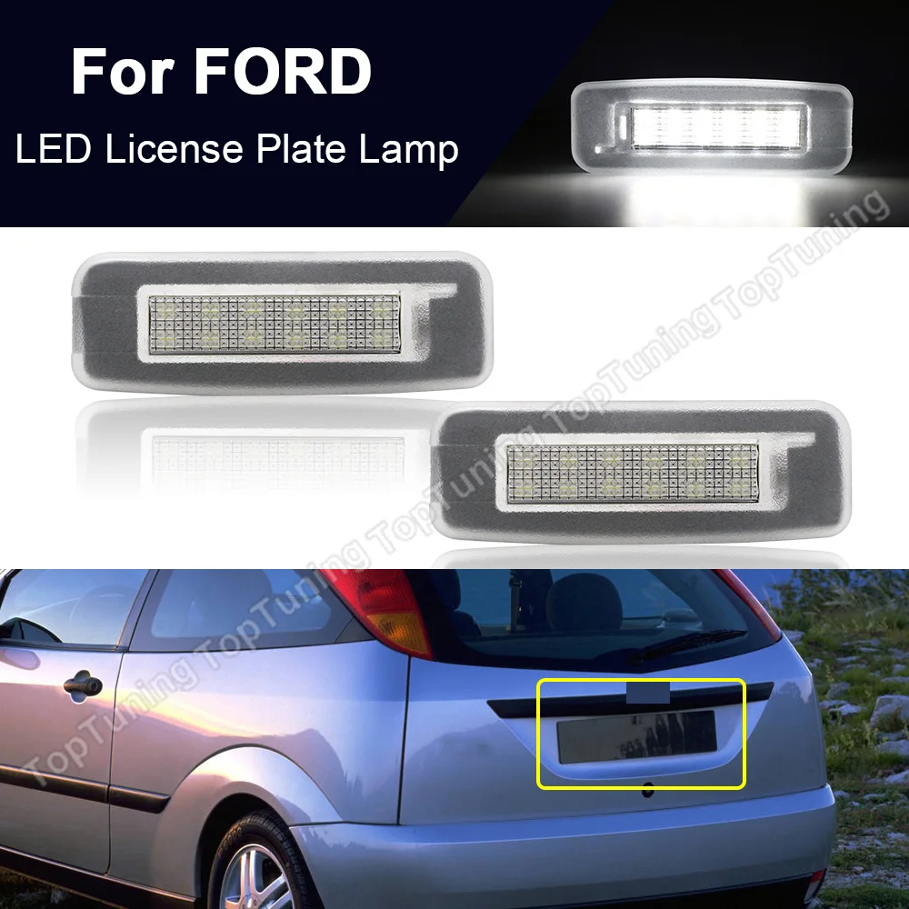 

2PCS For Ford Focus MK1 1998-2005 High Brightness White LED License Plate Light Number Plate Lamp
