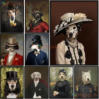 cartoon classical pet dog wall art canvas painting restoring ancient ways animal posters prints living room pictures unframed