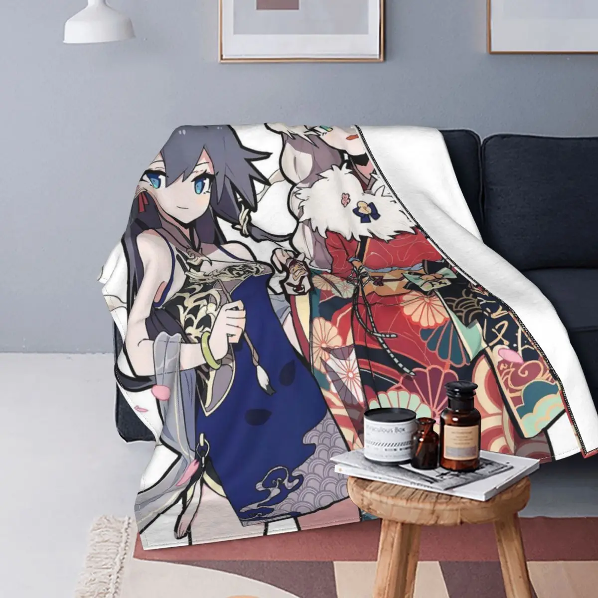 

Honkai-Manta de juego de impacto 3, forro polar de felpa en color Coral, decoración textil, Manga de Anime, suave, para sofá, so