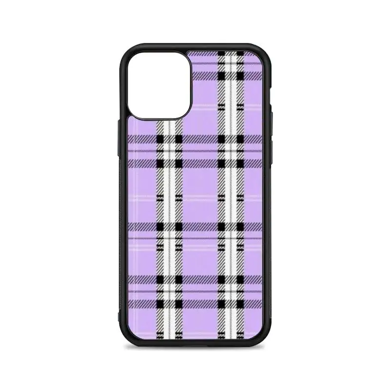 

Purple Plaid Phone Case for iPhone 12 mini 11 pro XS Max X XR 6 7 8 plus SE20 High quality TPU silicon and Hard plastic cover