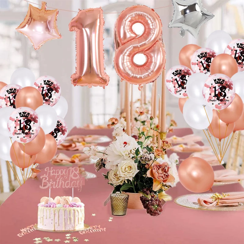 35 шт./компл. 18 День рождения украшения для девочек розовое золото скатерть 18th лет