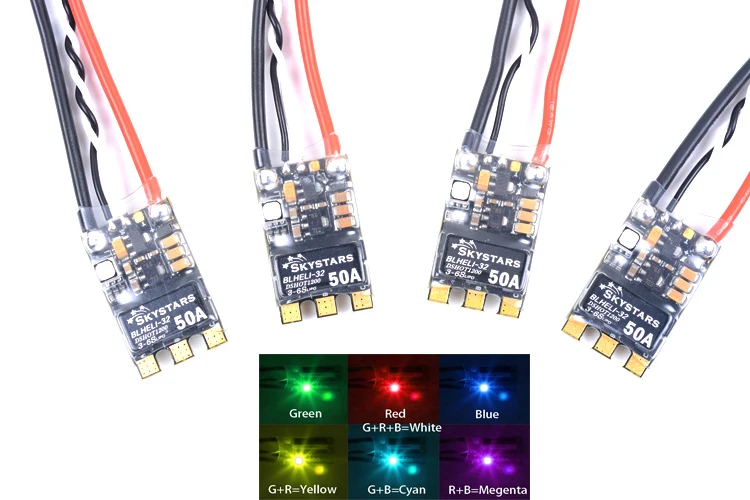 SKYSTARS высокое качество BLHeli_32 Бит 3-6S 50A бесщеточный ESC встроенный светодиодный