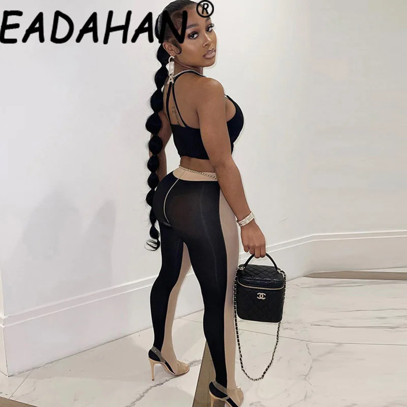 

Женские летние брюки Eadahan, новинка 2021 года, привлекательные облегающие леггинсы популярного цвета с вырезами, из сетчатой ткани