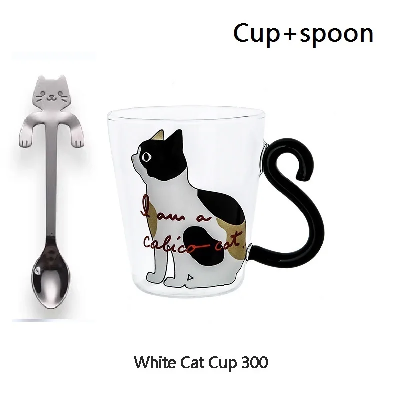 

Creative Cute Cat Coffee Mug Cup Milk Tea Glass Water Cartoon Red Wine Beer Champagne Glasses Kids Bottle Reusable Gift