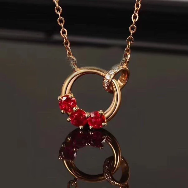 Подвеска из 18-каратного золота с рубином новый дизайн драгоценные камни