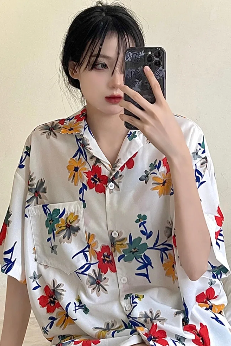

Short sleeve shirt women's new summer 2021 Korean retro floral loose casual thin T-shirt fashion