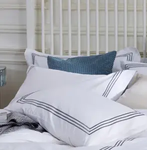 Роскошный 100% Египетский хлопок с вышивкой 5 звезд отельные наволочки наволочка Белый Серый Синий Серый кофейный Зеленый одна пара2 шт.