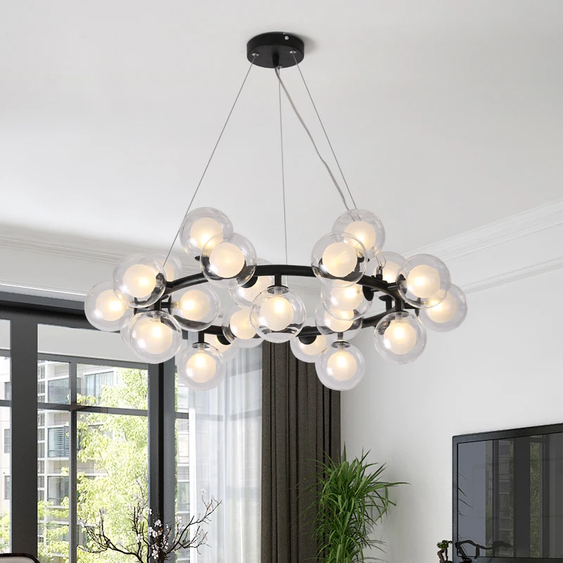 Nordic Bubble Led Chandelier Postmodern Simple Glass Ball Living Room Bedroom Hanging Lights Creative Dining Fixtures Lamp | Лампы и