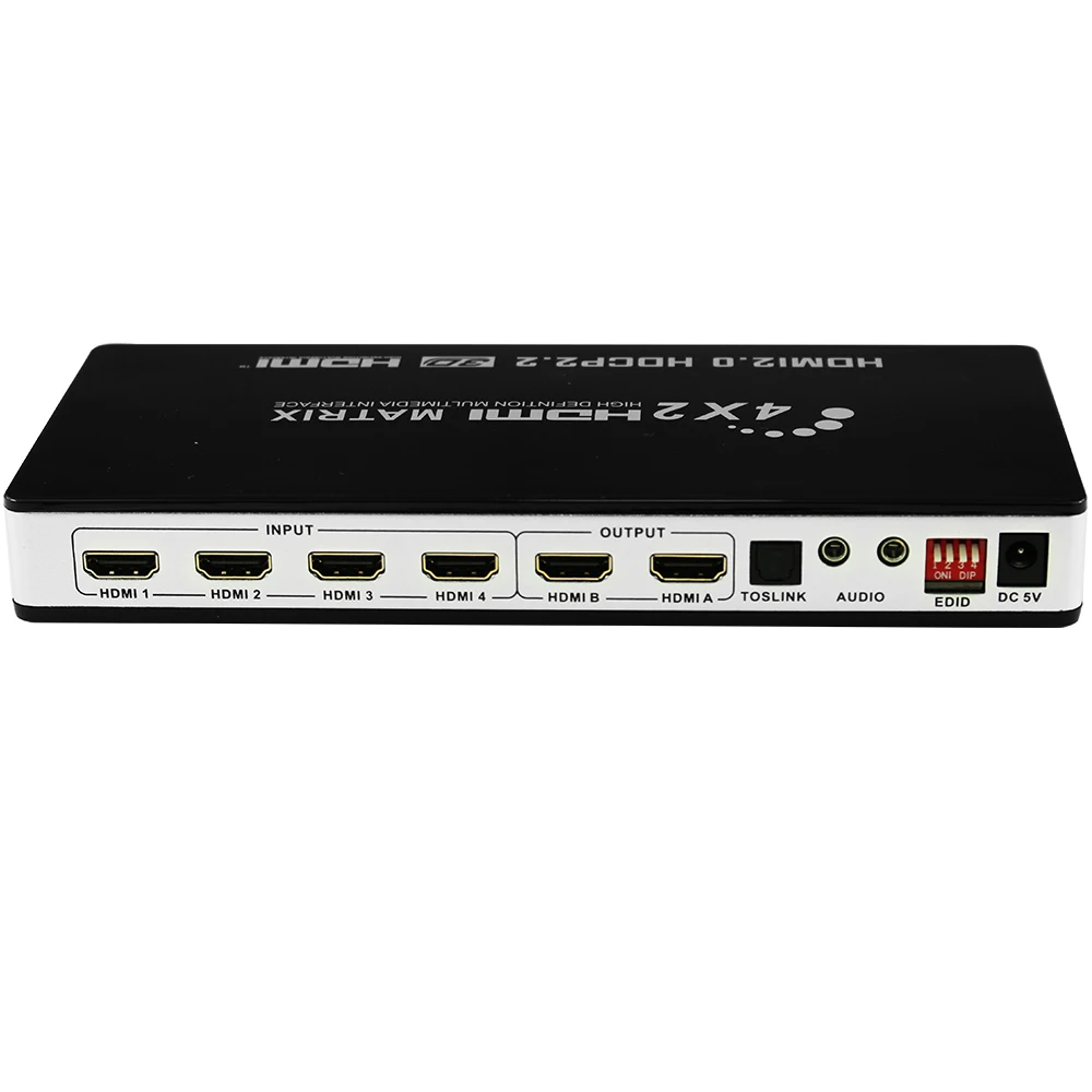 HDMI 2,0 Matrix 4X2 4K 60hz HDR HDCP 2,2 HDMI matrix 4 in 2 out Switcher splitter box с toslink цифровым аудио и стерео аудио