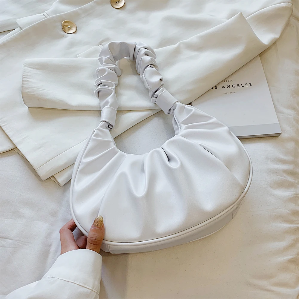 

Маленькая дизайнерская сумка-хобо из искусственной кожи со складками, сумки на плечо для женщин, 2021, элегантные сумки, женские дорожные сумк...