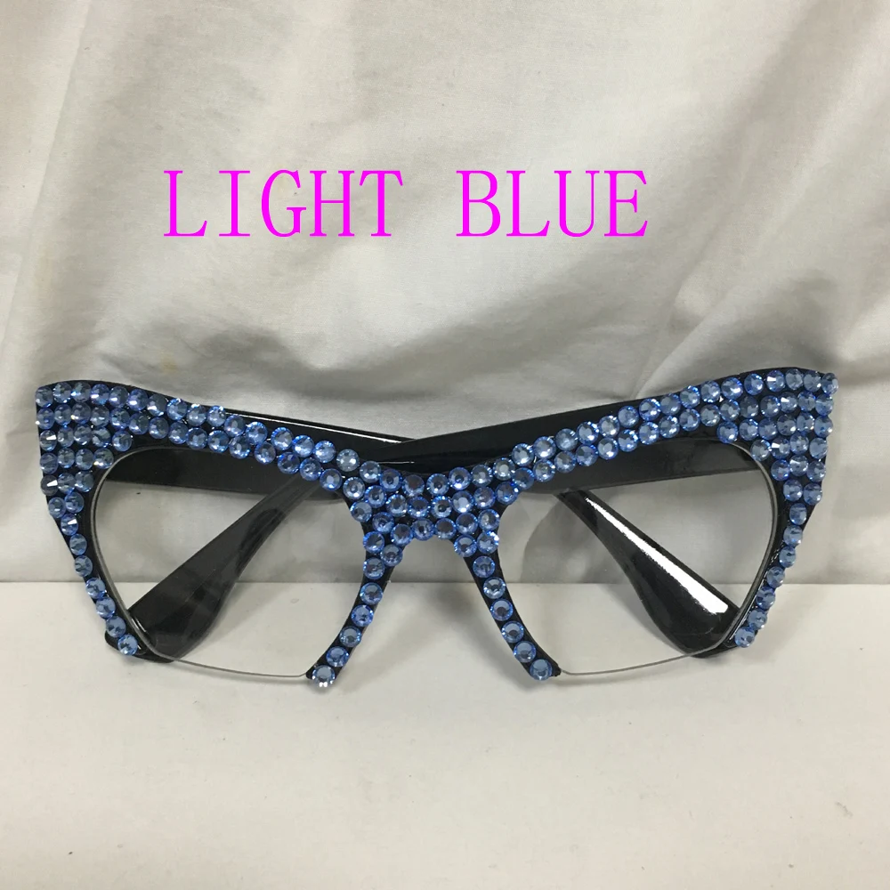 LIGHT BLUE Новинка, роскошные женские солнцезащитные очки с кристаллами, стразы, кошачьи глаза, солнцезащитные очки для женщин, украшения, женские дизайнерские очки - Цвет линз: LIGHT BLUE