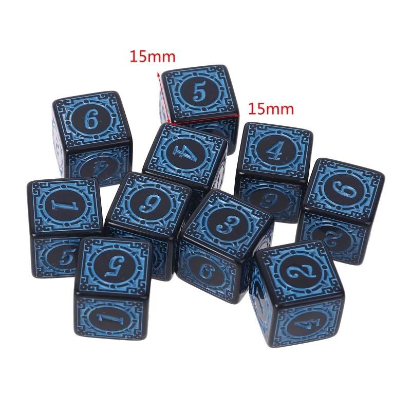 

10Pcs D6 Polyhedral Dice Square Edged Numbers 6 Sided Dices Beads Table Board Role Play Game for Bar Club Party G99D