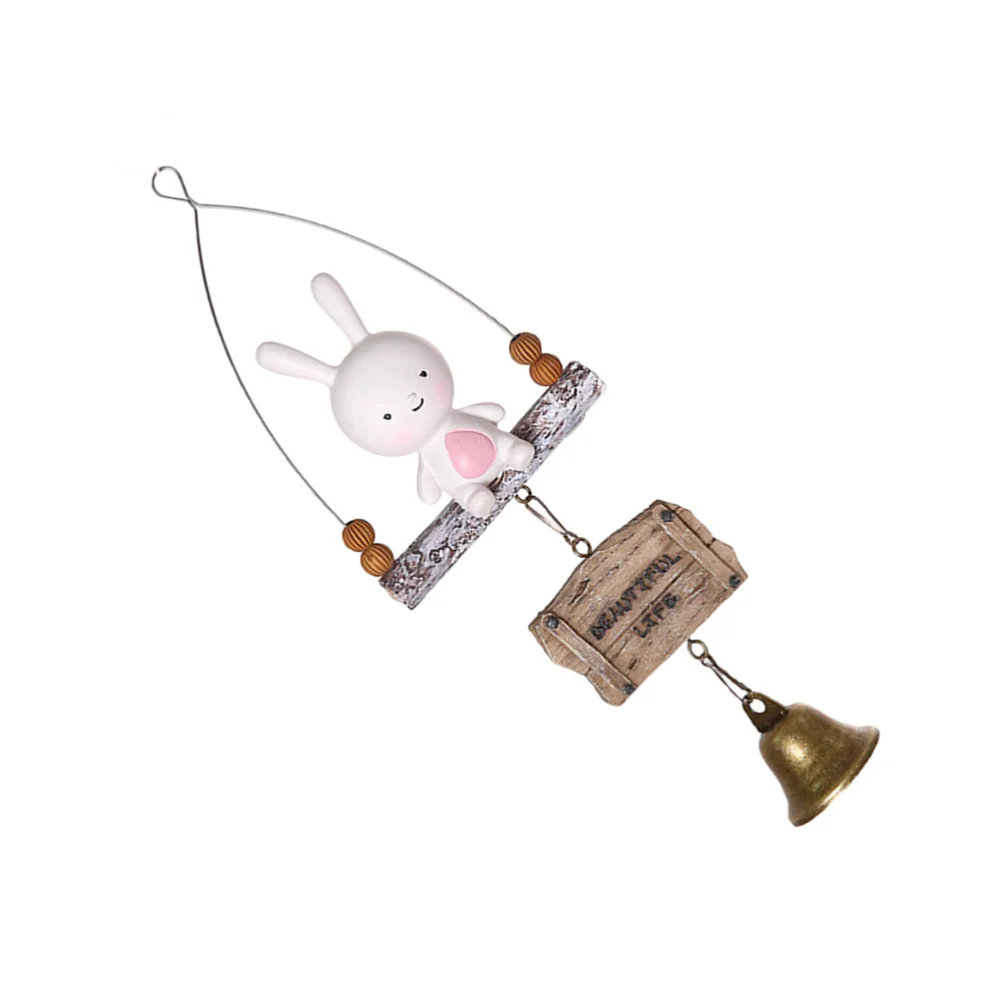 

1pc Cartoon Hanging Wind Chime Cartoon Resin Rabbit Wind Chime Bells for Party Gift Home Decoration (Light Brown)