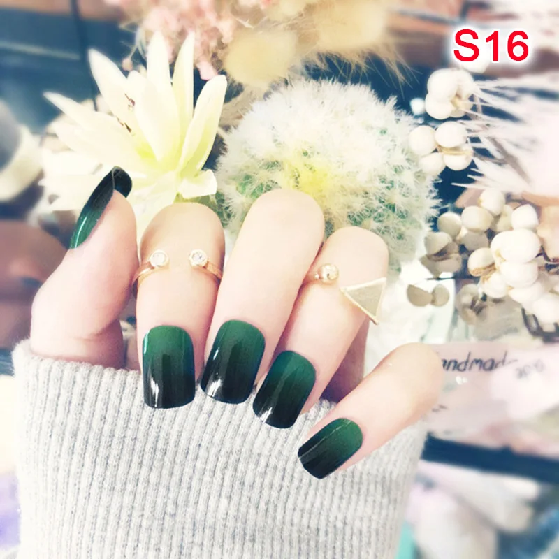 Дамы Девушки сплошной цвет поддельные ногти DIY патч наклейки полоски 24 шт для