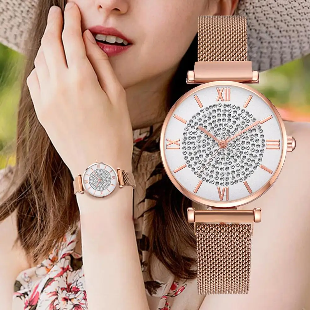 Gypsophila женские часы с бриллиантовым дизайном модные серебряные круглый циферблат