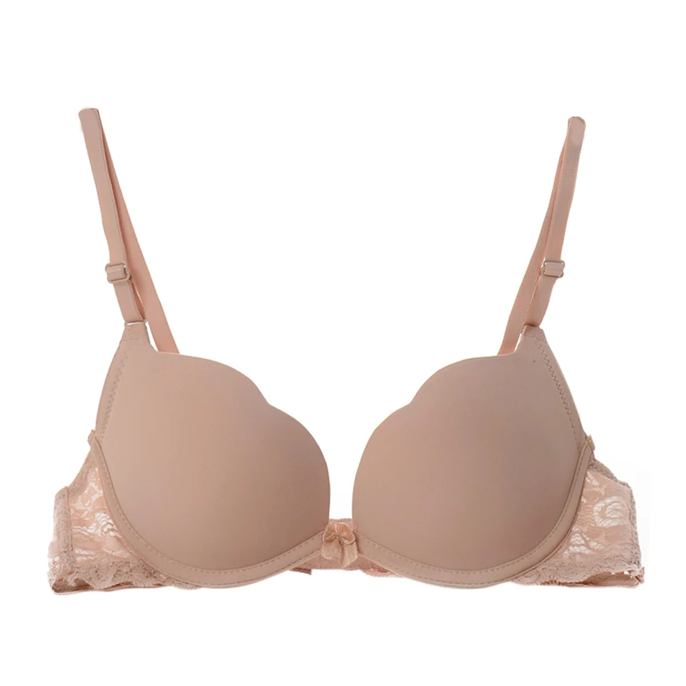 

Push Up Comfortable Silicone Women Bra Breathable Super Gather Sexy Lace Girls Solid A Cup Underwear Adjustable Thicken Buckle