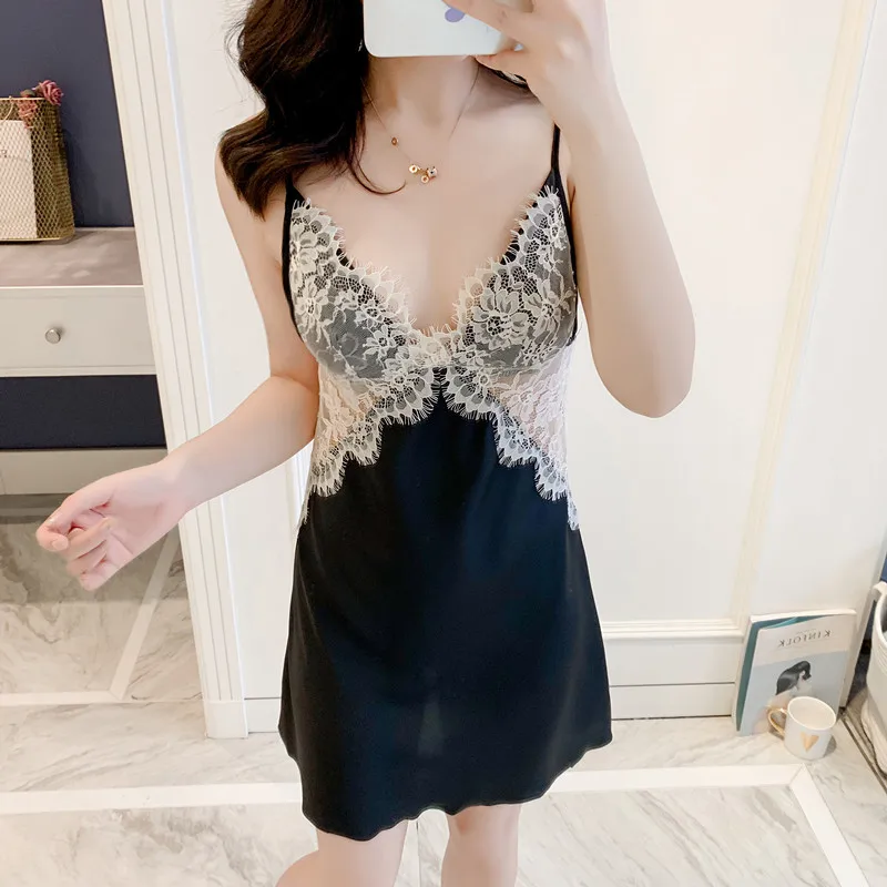 Женский пижамный комплект из 2 предметов весеннее кружевное ночное белье