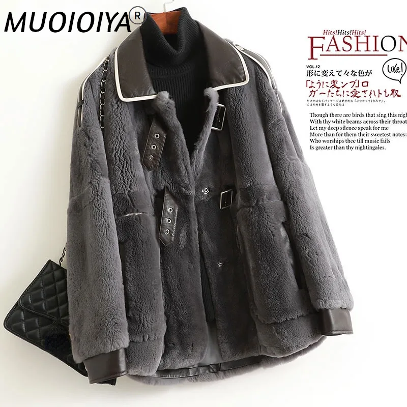 

Женское зимнее короткое пальто из овечьей кожи с воротником-стойкой