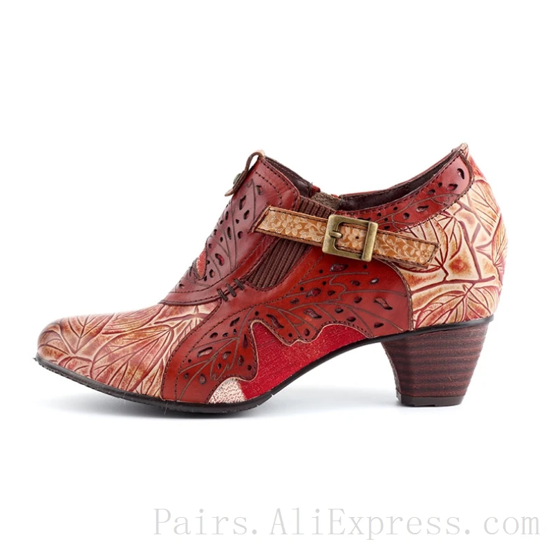 

Творческий опавших листьев «бабочка» из натуральной кожи на высоком каблуке, с красной Ретро роскошная женская обувь из парусины размера п...