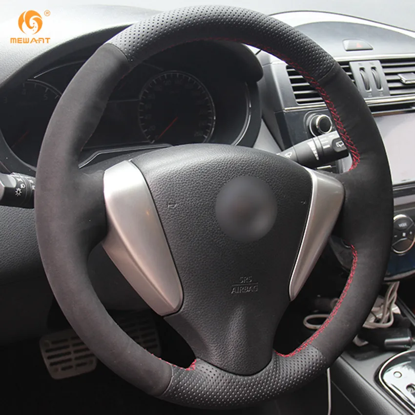 MEWANT черный из натуральной кожи замшевый чехол рулевого колеса автомобиля для Nissan
