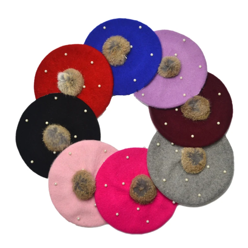 Шикарный детский жемчужный мягкий берет из искусственного меха для детской