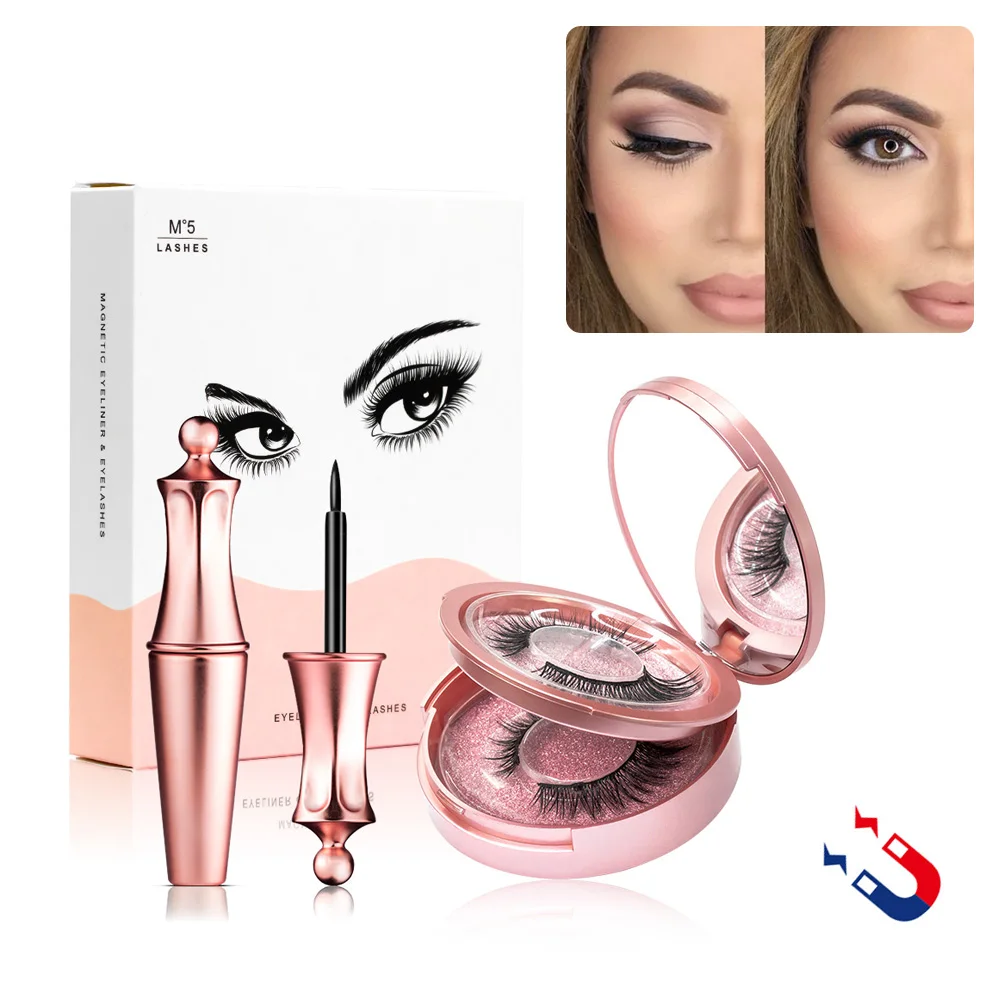 Накладные ресницы из искусственной норки 3D натуральные длинные 5 магнитных