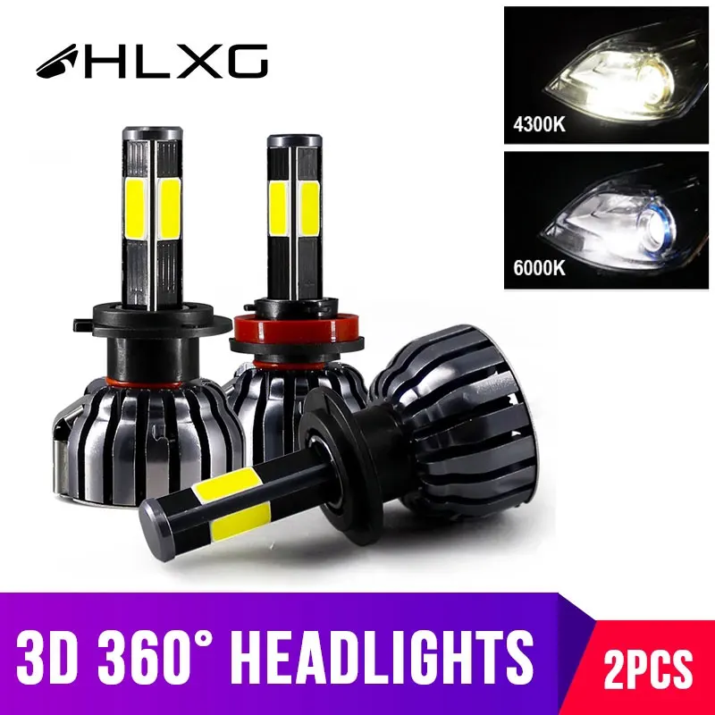 Hlxg 3D 12000LM H7 светодиодный H4 HB4 9006 9005 HB3 ближнего света автомобиля H8 H11