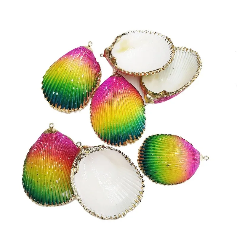 

Natural Shell Pendant Colorful Gold-plated Conch Scallop Shell Pendant Handmade DIY Necklace Bracelet Jewelry Accessories