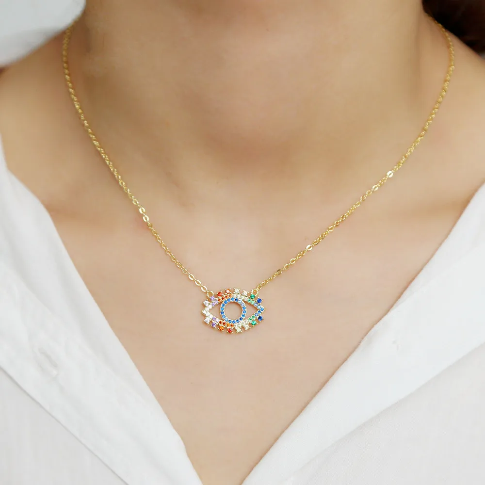 Оптовая продажа плавающая Гибкая красочная подвеска-капля с фианитами Золотое