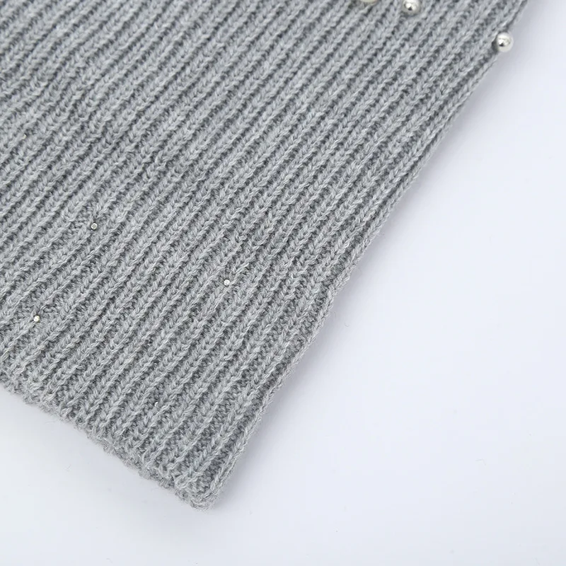 Модные шапки с жемчугом женские зимние вязаные мягкая шапка женская для девочек