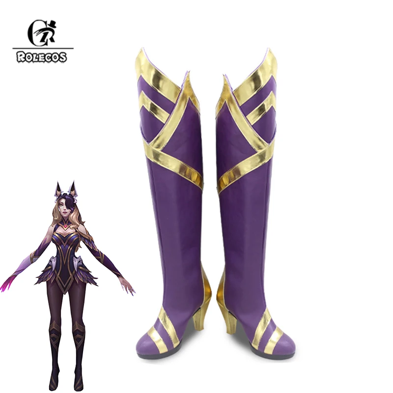 

ROLECOS Game LOL Coven Ahri Cosplay Shoes High Boots Cosplay Ahri Purple Shoes Women and Men Cosplay Halloween Shoes