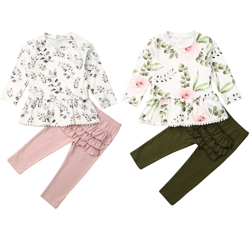 Одежда для малышей на весну и осень платье с оборками длинными рукавами