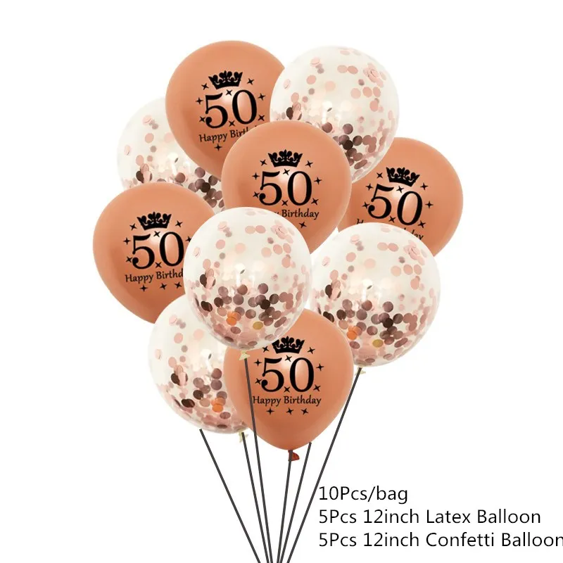Rosegold 50 Chicinlife 10 шт. золото/серебро номер 30/40/50/60 лет питьевой Бумага соломенная шляпа для взрослых День рождения Юбилей Декор поставки - Цвет: Rosegold 50