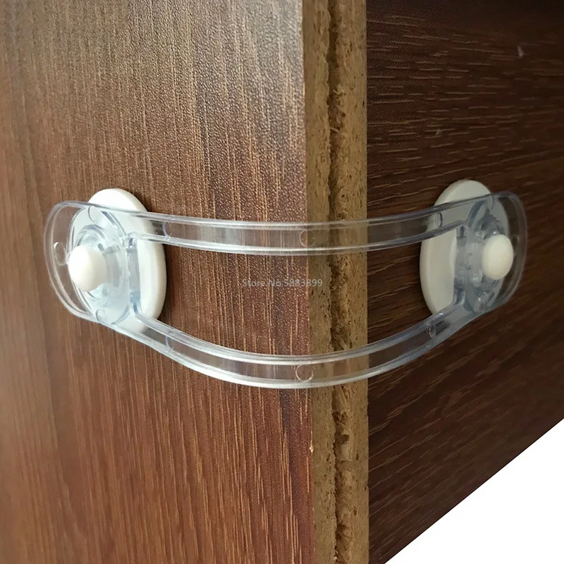 Cerradura de caj&oacute;n multifuncional para beb&eacute;, candado de seguridad para ni&ntilde;o, transparente, cintur&oacute;n suave Anti-pellizco, 2 uds.-0