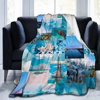 ocean blue collage bed blanket for couchliving roomwarm winter cozy plush throw blankets for adults or kids 80 x60